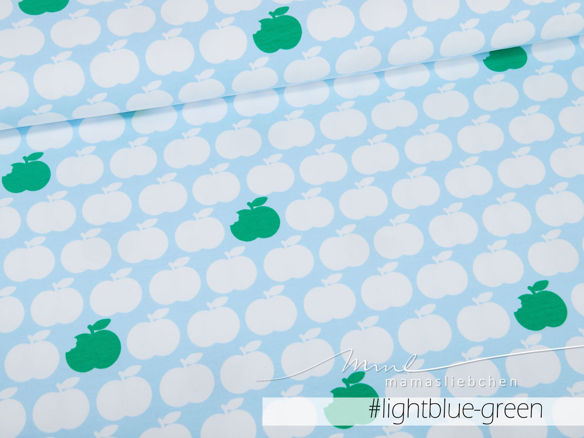 Sweat-Stoff "apple bite #lightblue - green" (0,25m)