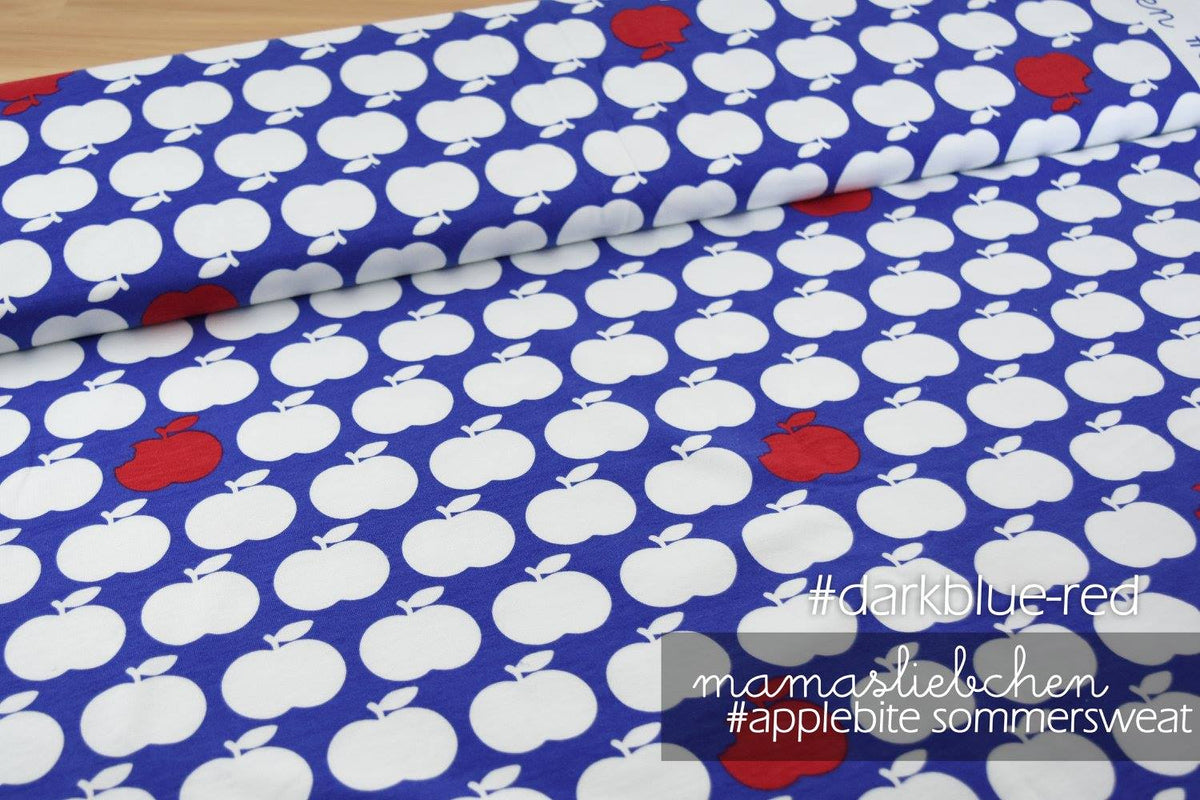Sommer-Sweat-Stoff #applebite "darkblue-red" (0,25 Meter)