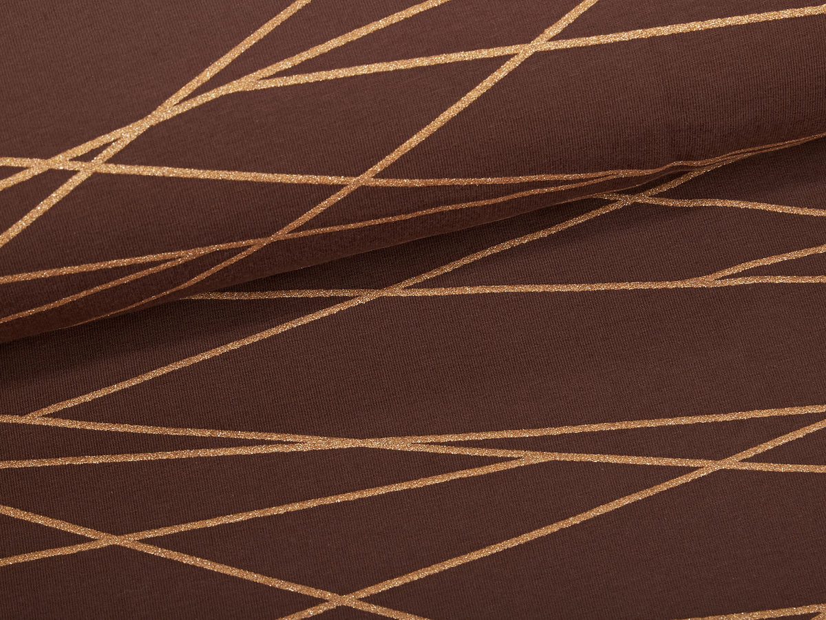 Sweat-Stoff "shapelines glitter #brown" (0,25 Meter)