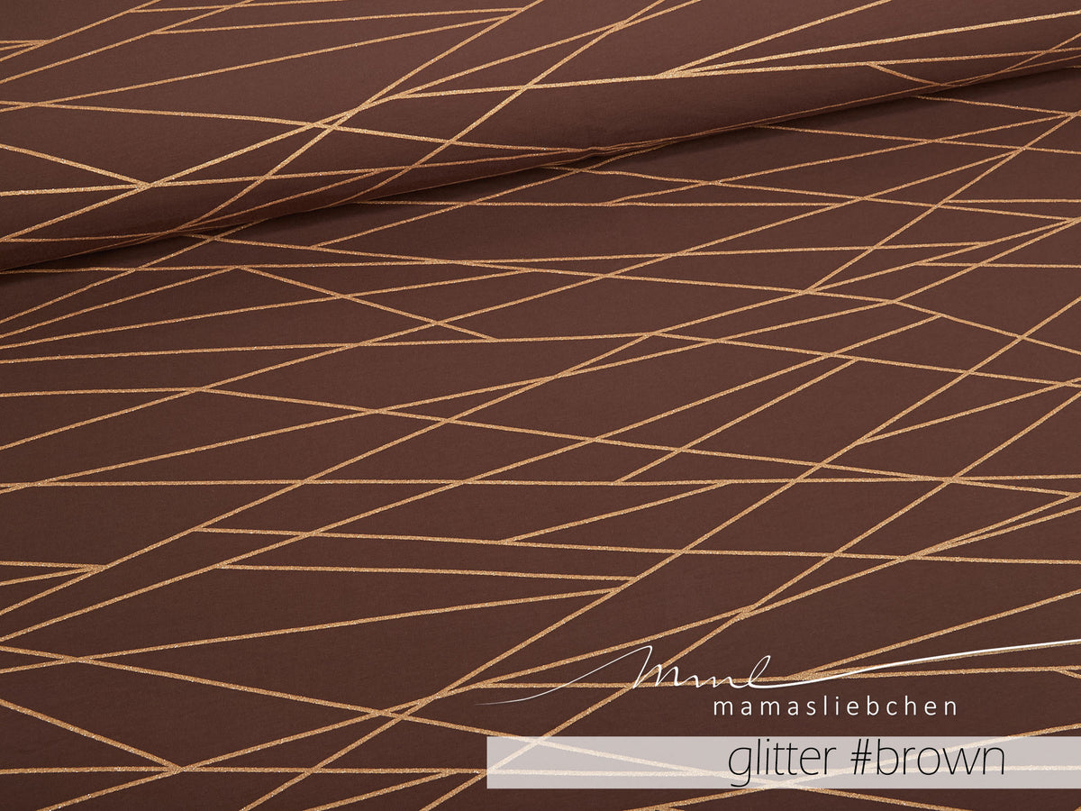 Sweat-Stoff "shapelines glitter #brown" (0,25 Meter)