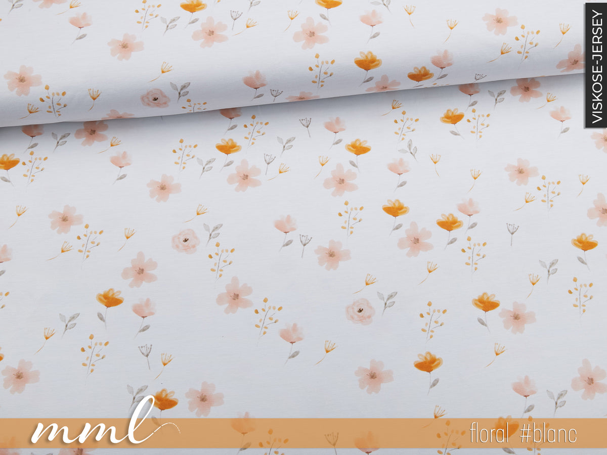 Viskose-Jersey-Stoff "pre fleur floral #blanc" (0,25m)