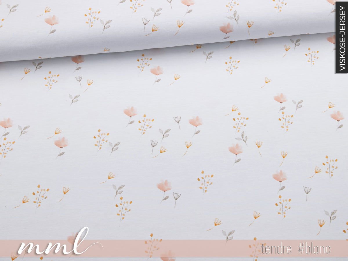 Viskose-Jersey-Stoff "pre fleur tendre #blanc" (0,25m)