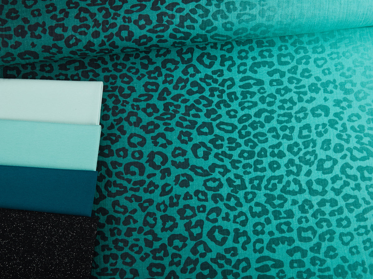 Bio-Bubble-Stoff "basic jeans leo flow #aqua" (0,25 m)
