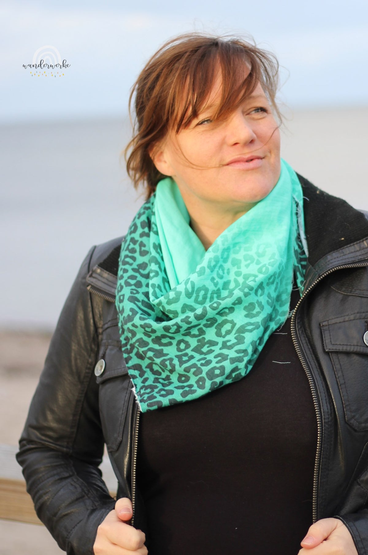 Bio-Bubble-Stoff "basic jeans leo flow #aqua" (0,25 m)
