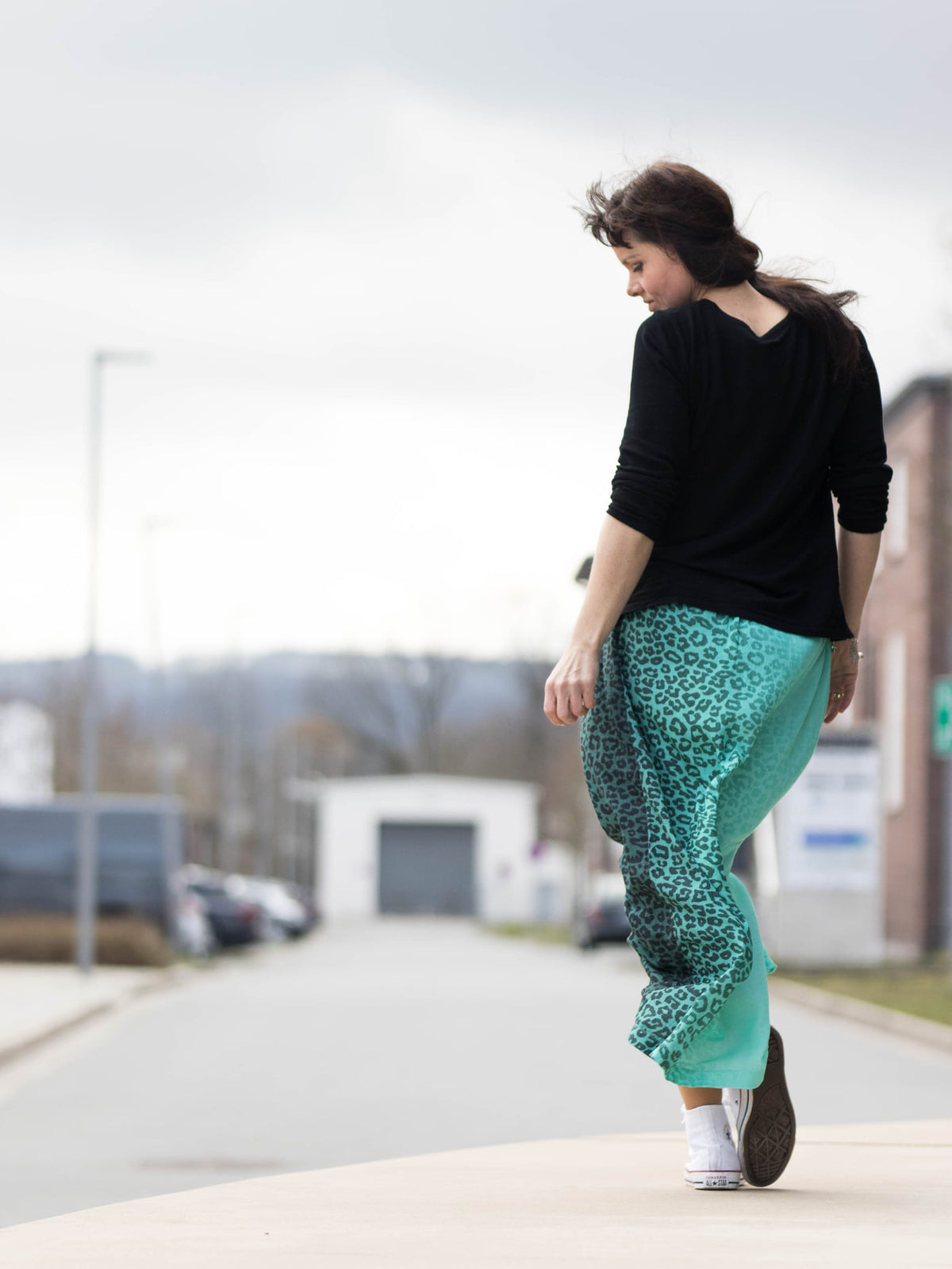 Bio-Bubble-Stoff "basic jeans leo flow #aqua" (0,25 m)