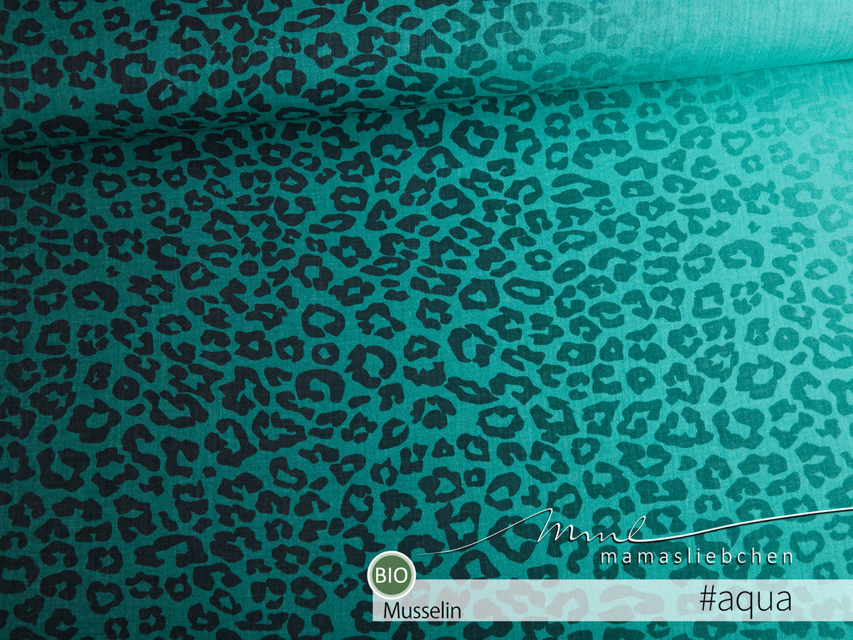 Bio-Bubble-Stoff "basic jeans leo flow #aqua" (0,25 m)