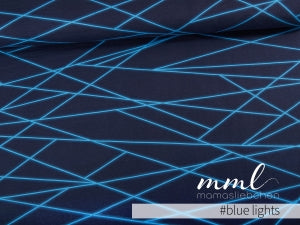 SoftTouch Sommer-Sweat-Stoff "shapelines Basic #blue lights" (0,25m)