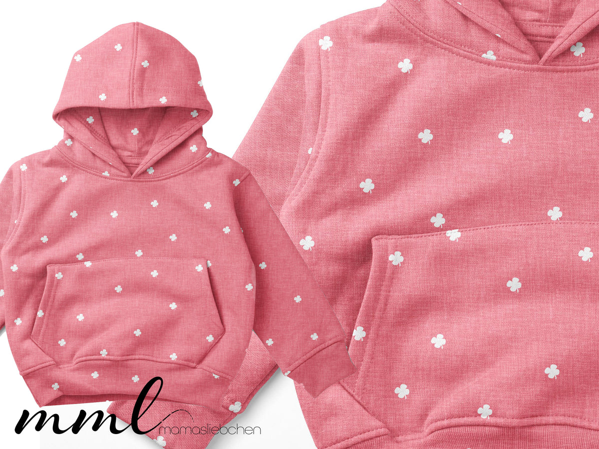 Bio-Sommer-Sweat-Stoff "Glücksklee #rose" (0,25m)