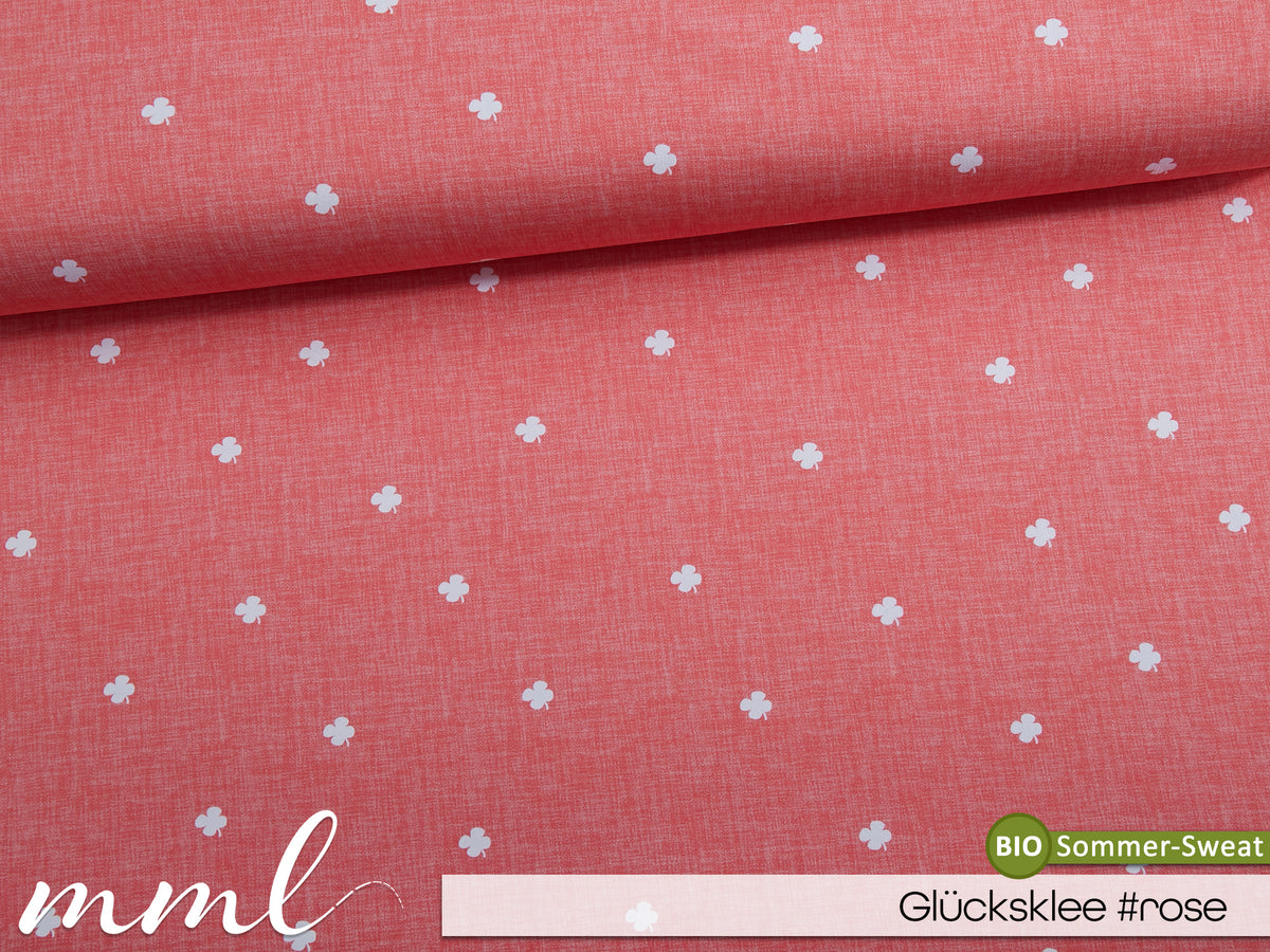 Bio-Sommer-Sweat-Stoff "Glücksklee #rose" (0,25m)