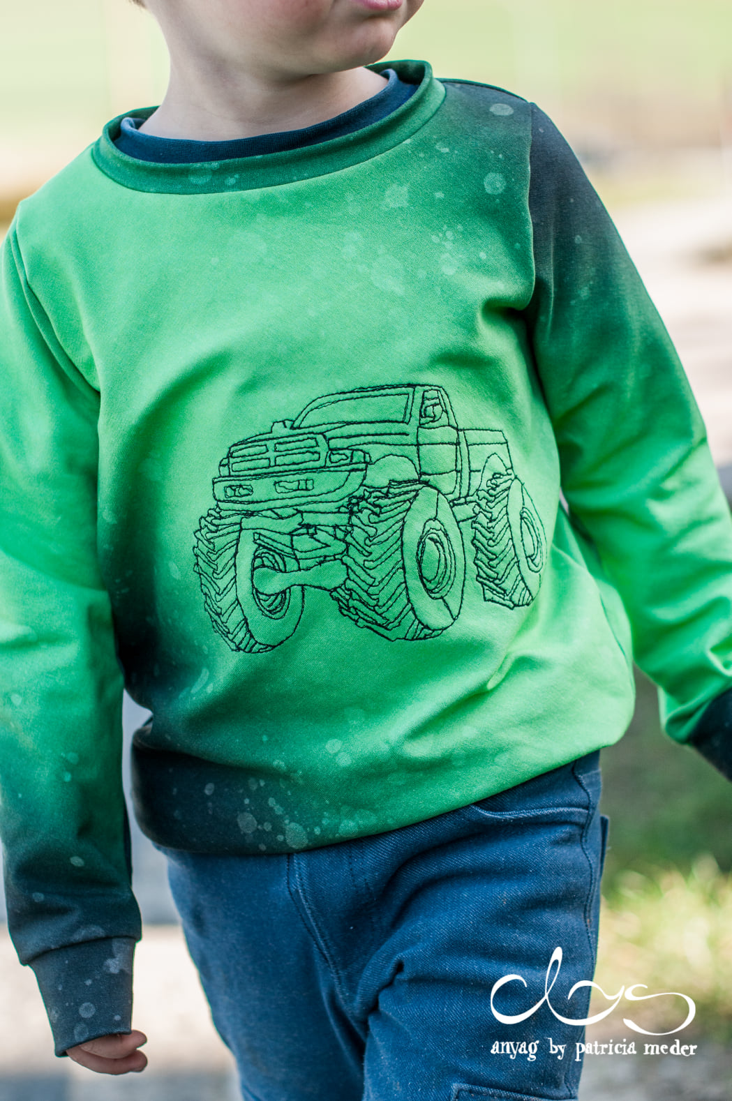 Bio-Sommer-Sweat-Stoff "jeans splash #neon" (0,5m)