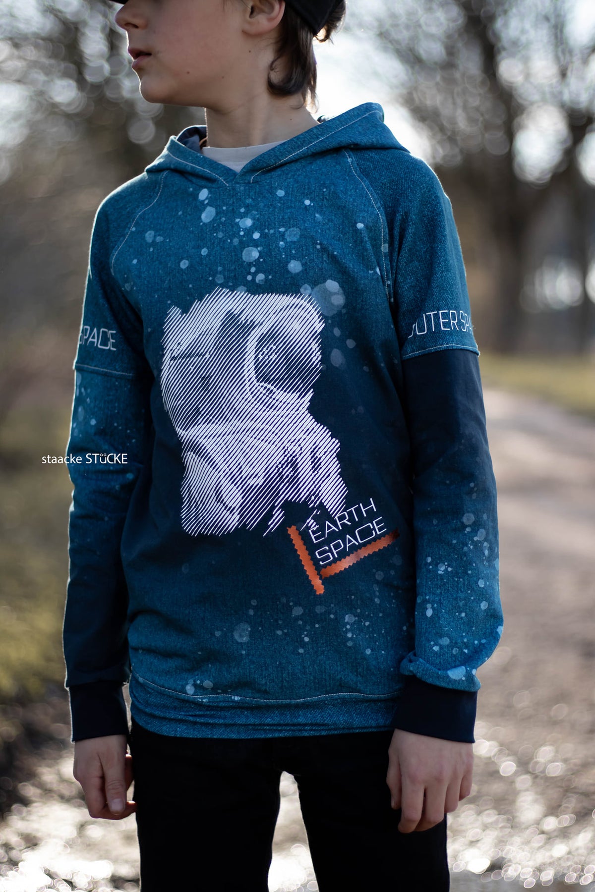 Bio-Sommer-Sweat-Stoff "jeans splash #petrol" (0,5m)