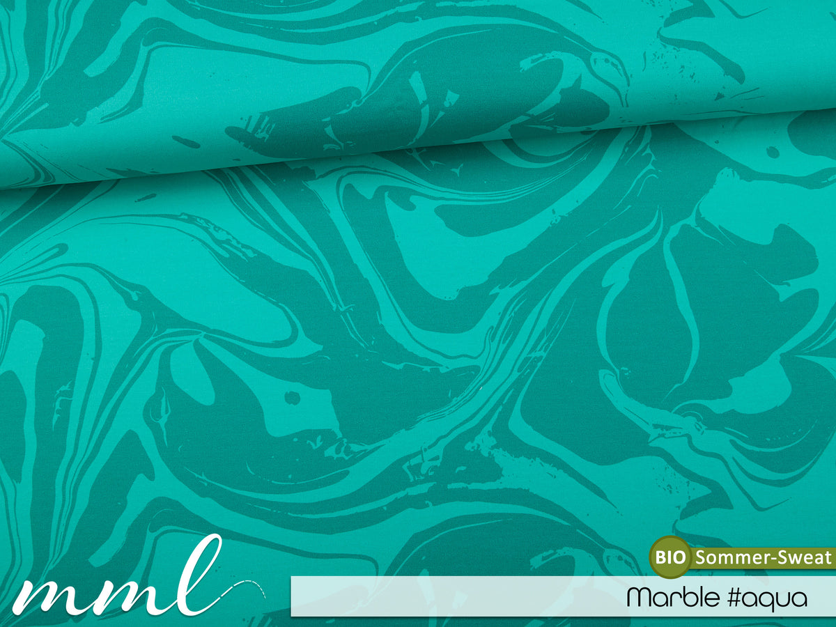 Bio-Sommer-Sweat-Stoff "Marble #aqua" (0,25m)