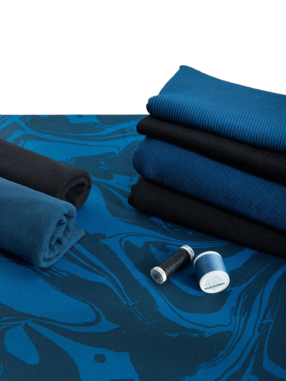 Bio-Sommer-Sweat-Stoff "Marble #blue" (0,25m)