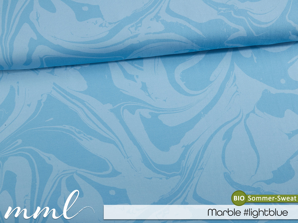 Bio-Sommer-Sweat-Stoff "Marble #lightblue" (0,25m)