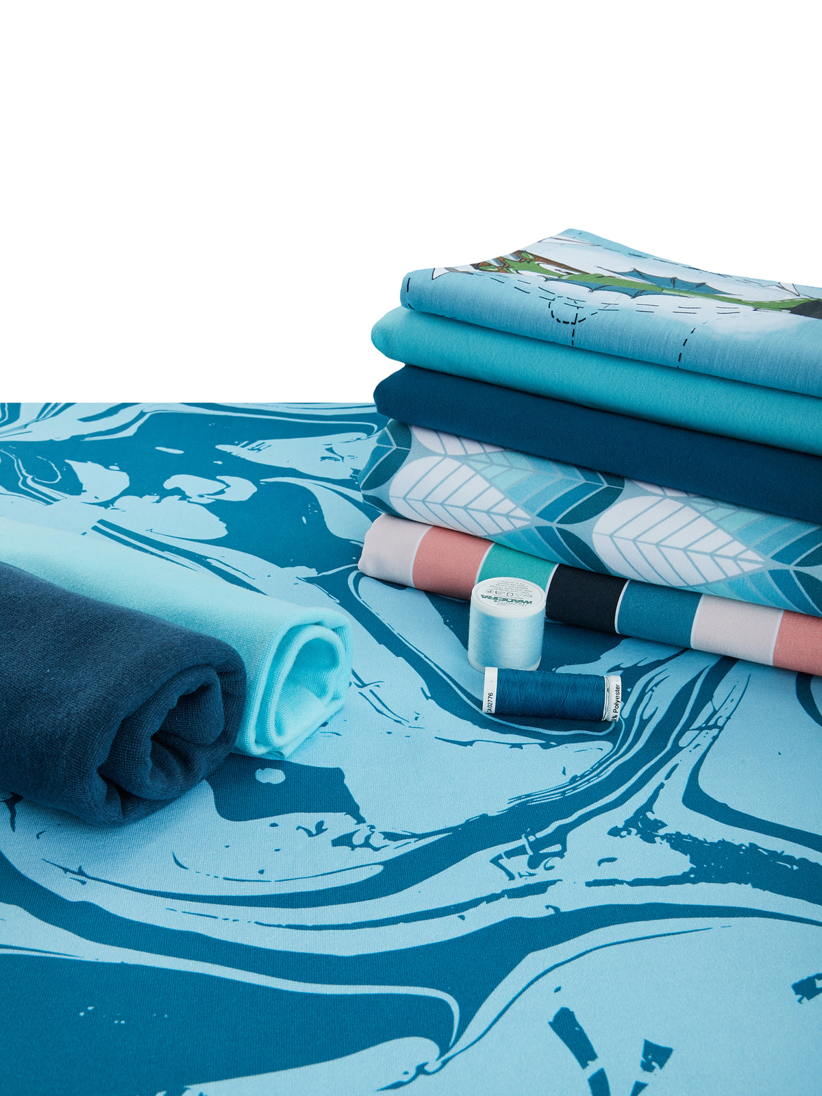 Bio-Sommer-Sweat-Stoff "Marble #petrol" (0,25m)
