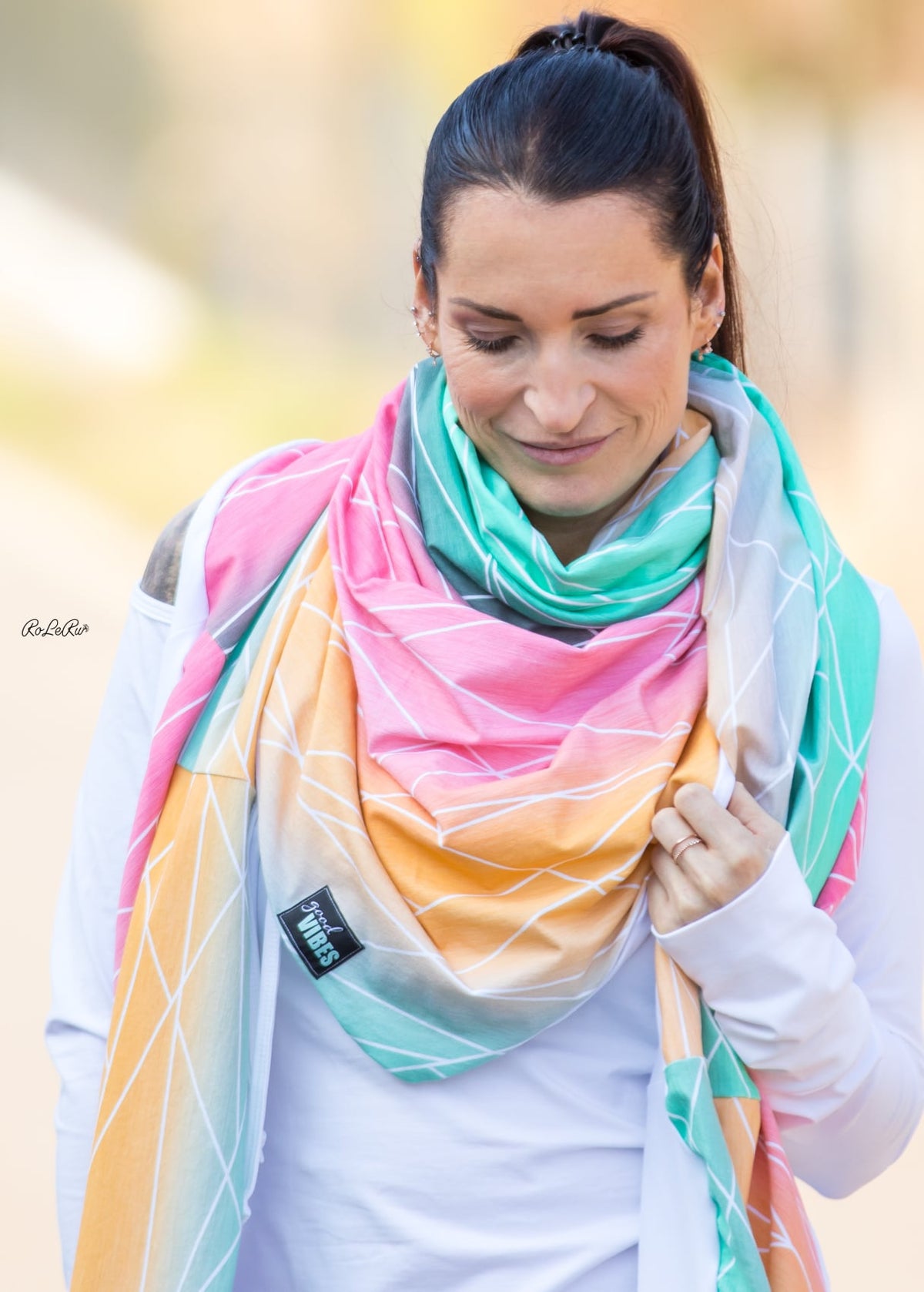 Bio-Sommer-Sweat-Stoff "Shapelines #rainbow pink" (0,25m)