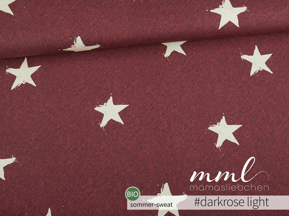 Bio-Sommer-Sweat-Stoff "Sternenregen #darkrose light" (0,25m)