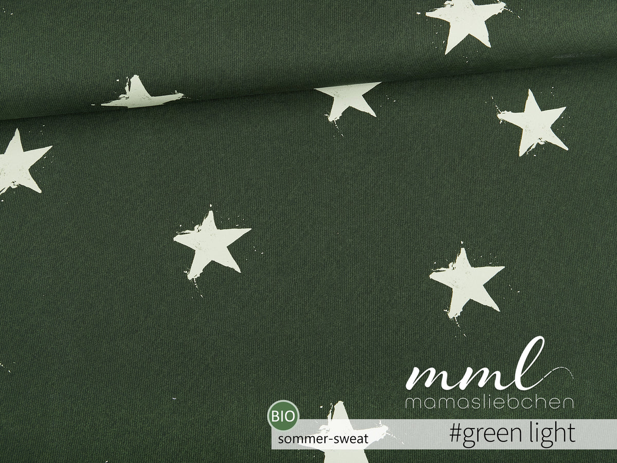 Bio-Sommer-Sweat-Stoff "Sternenregen #green light" (0,25m)