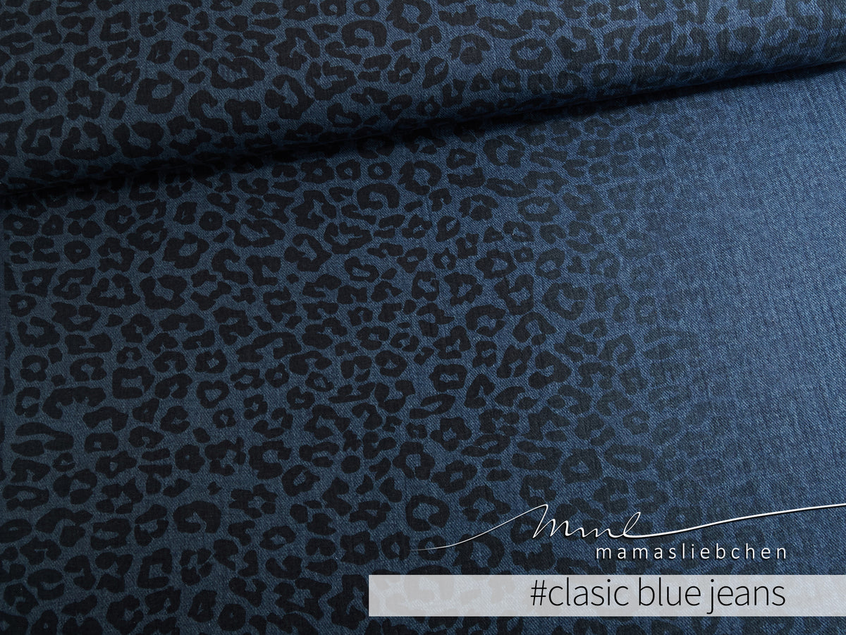 Bio-Bubble-Stoff "basic jeans leo flow #classic blue jeans" (0,5 m)