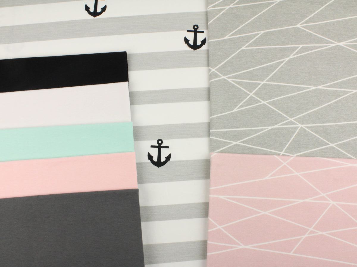Jersey-Stoff "anchor love #gray" (0,25 m)