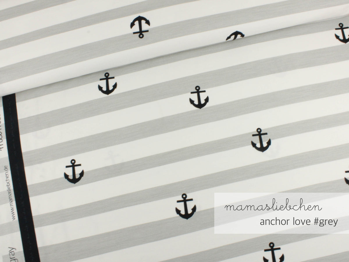 Jersey-Stoff "anchor love #gray" (0,25 m)