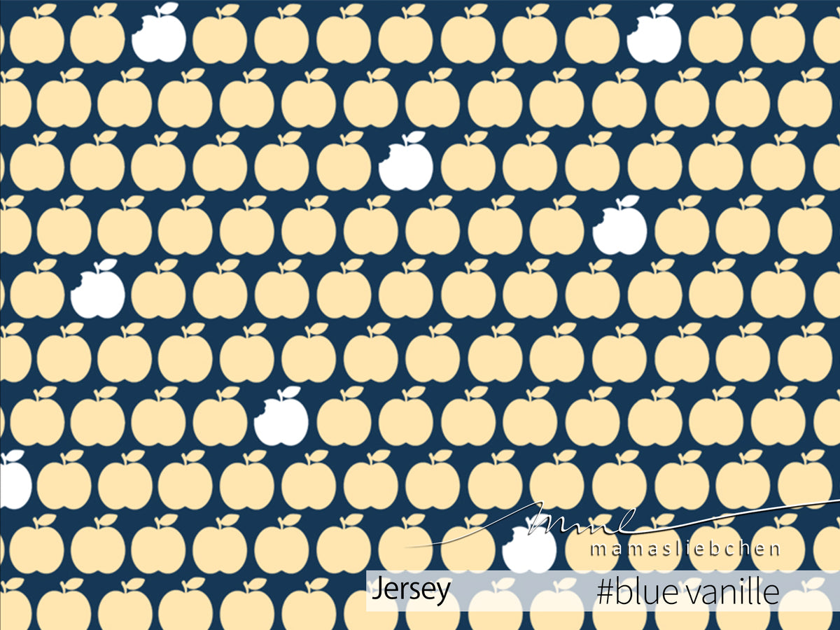 Jersey-Stoff "apple bite #blue vanille" (0,25m)