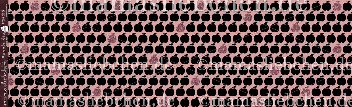 Jersey-Stoff "apple bite glitter #rose black" (0,25m)