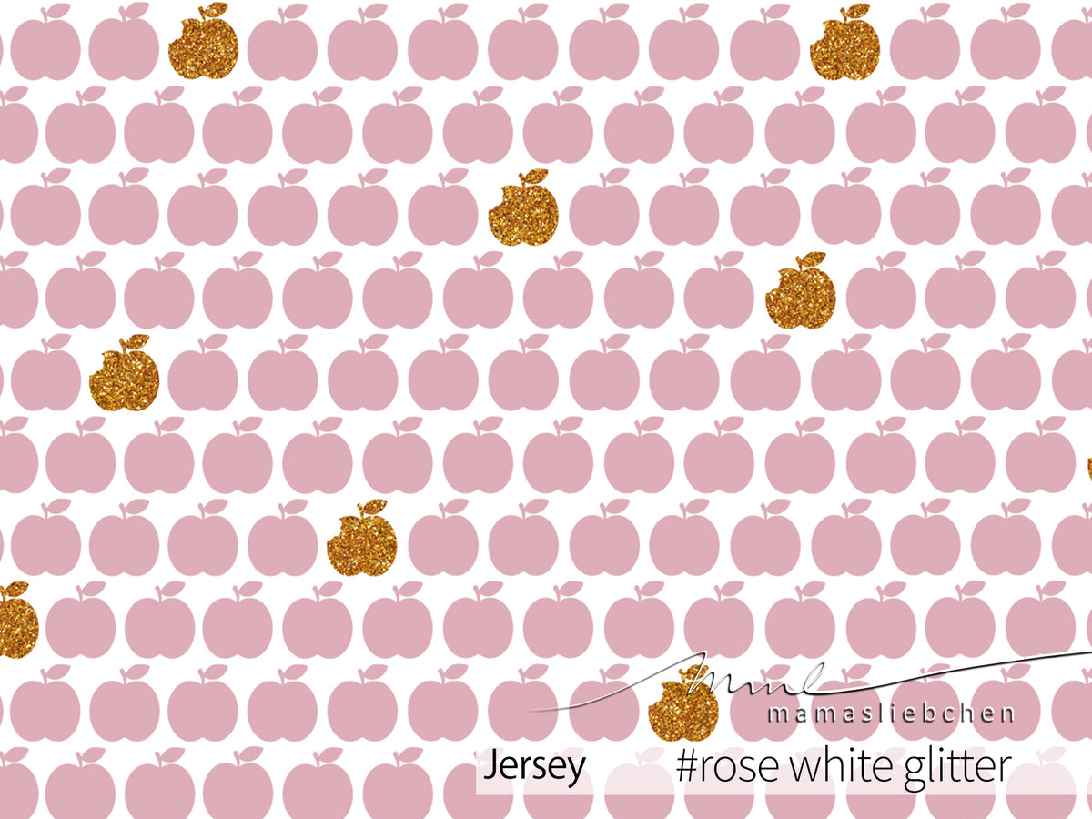 Jersey-Stoff "apple bite glitter #rose white glitter" (0,5m)