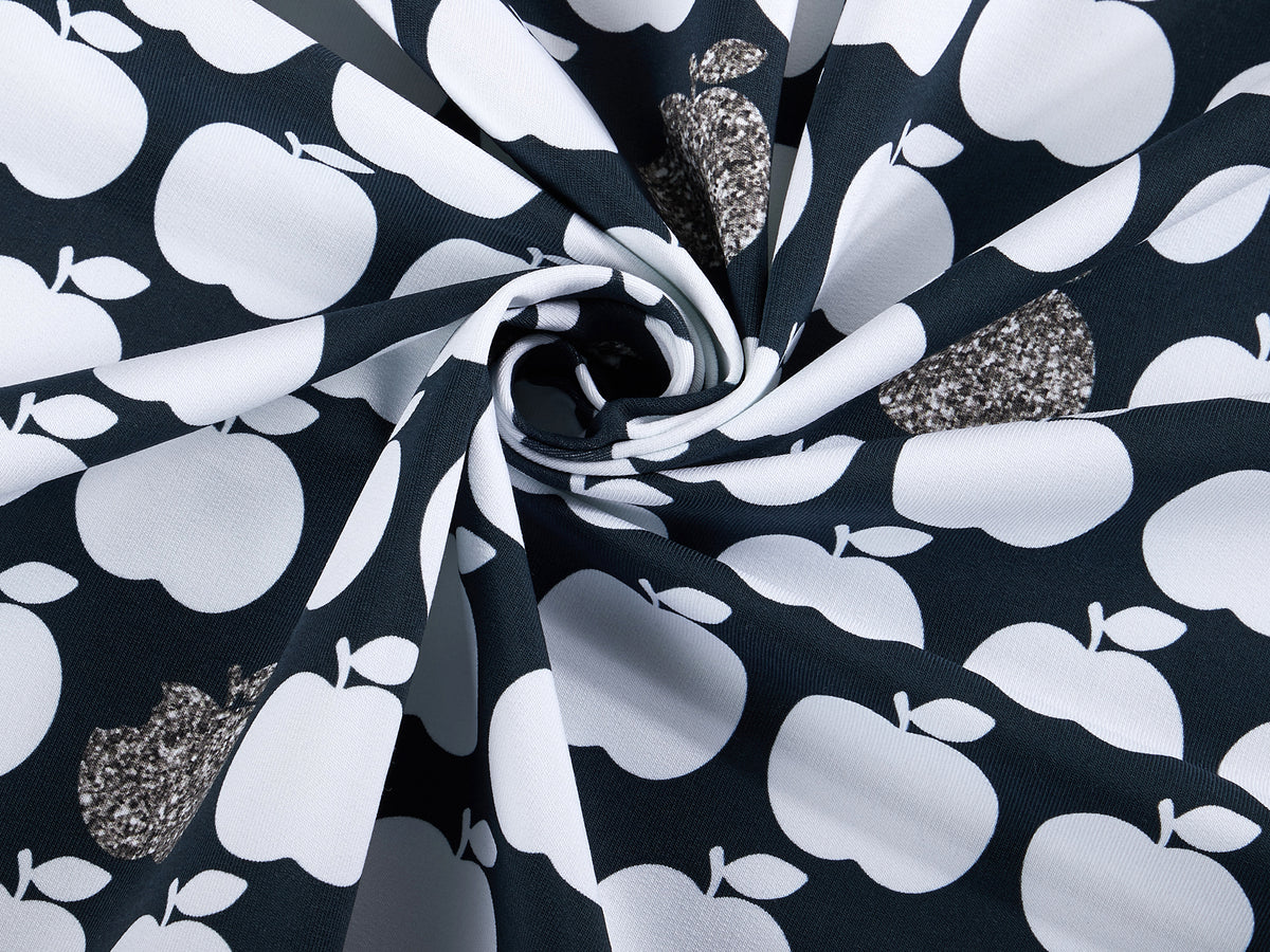 Jersey-Stoff "apple bite glitter #silver blue" (0,5m)