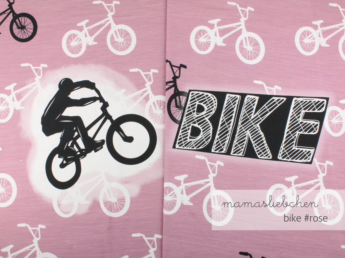 Jersey-Stoff "bike #rose" (1Panel, ca 0,65m)