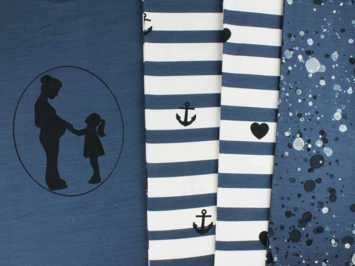 Jersey-Stoff "brother& sister #blue girl" (Panel ca.0,7m)