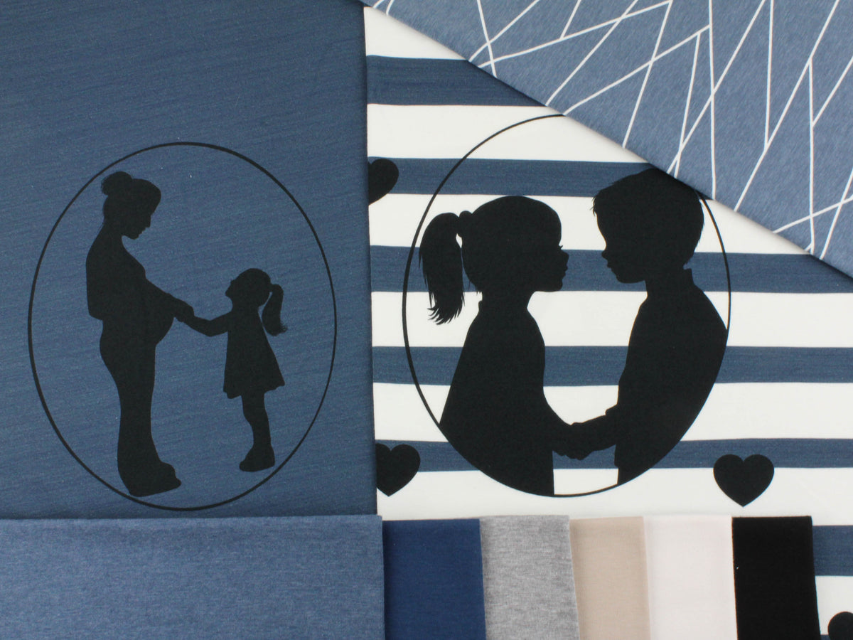Jersey-Stoff "brother& sister #blue girl" (Panel ca.0,7m)