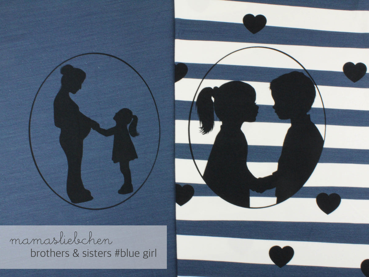 Jersey-Stoff "brother& sister #blue girl" (Panel ca.0,7m)
