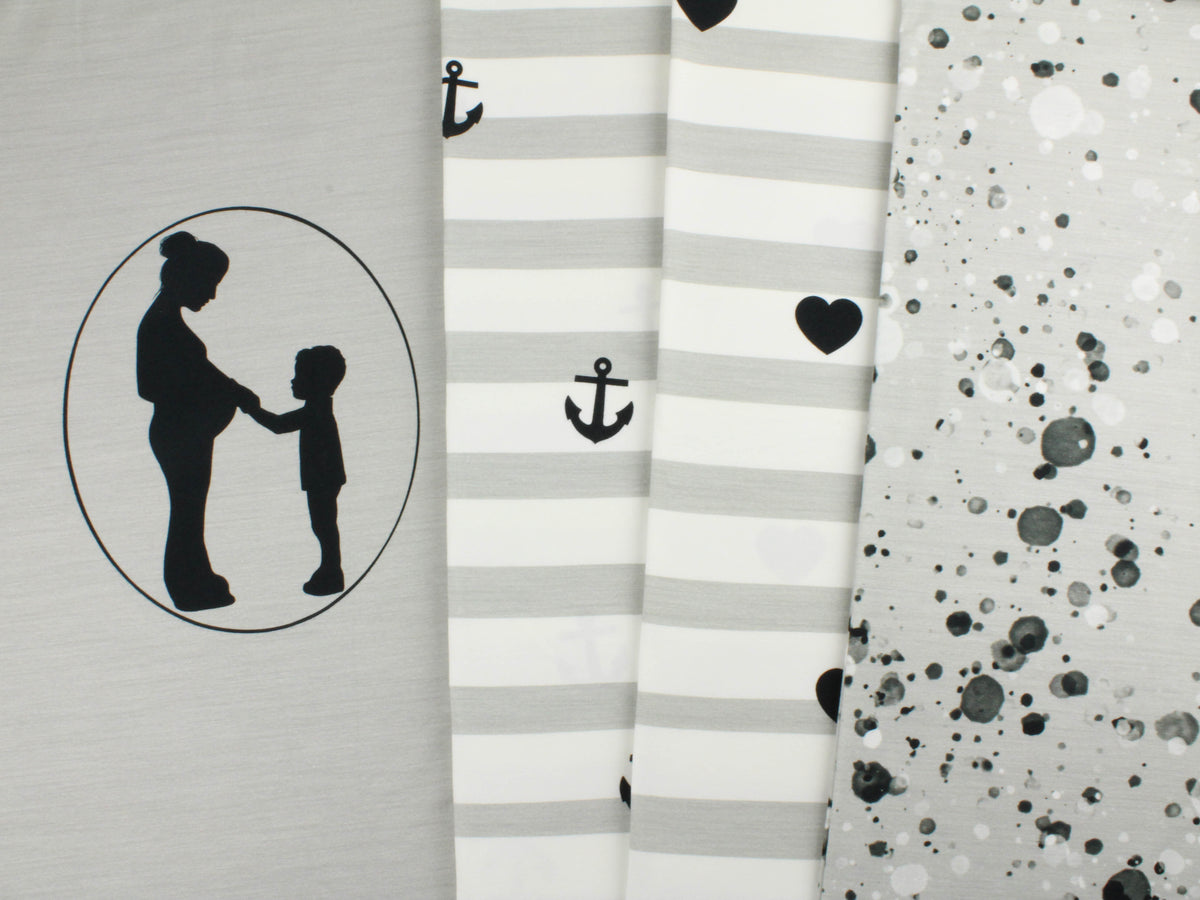 Jersey-Stoff "brother& sister #gray boy" (Panel ca.0,7m)
