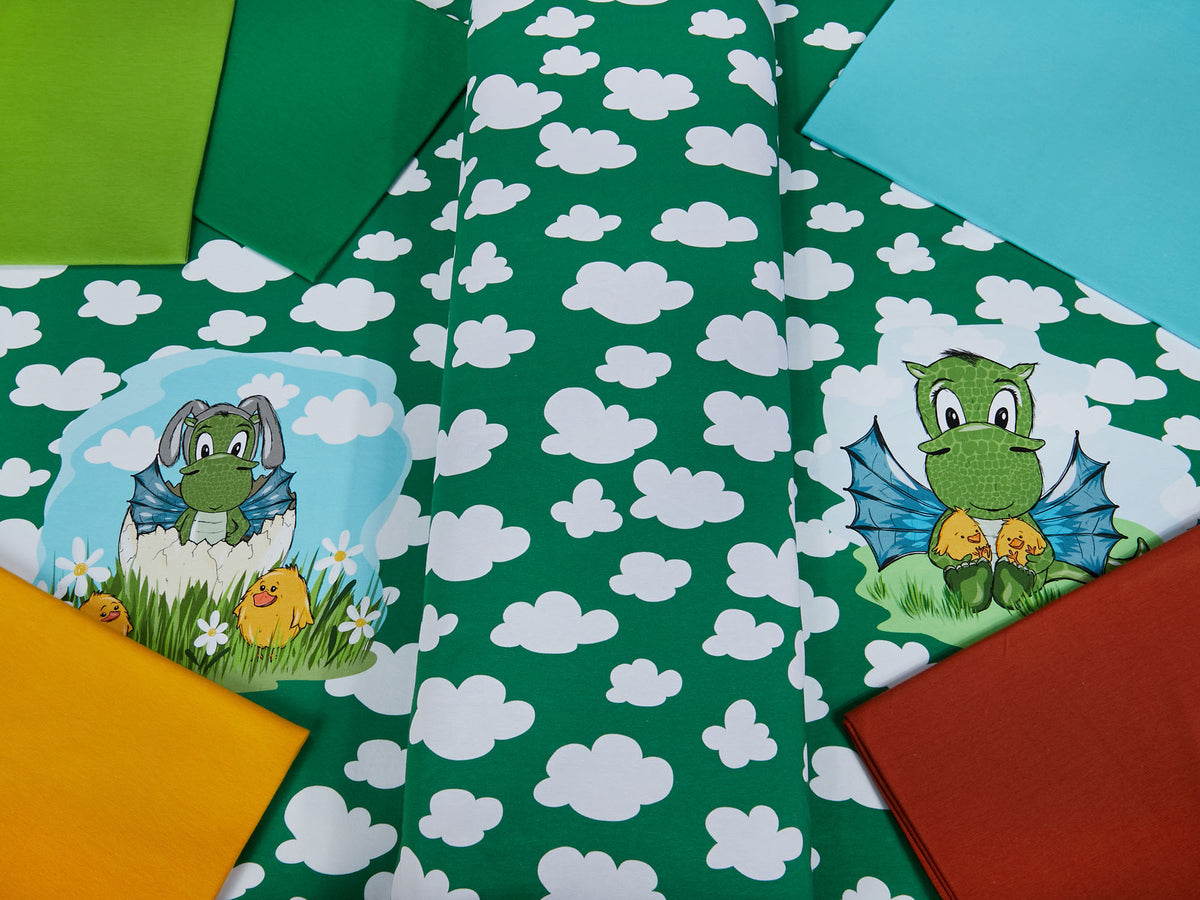 Jersey-Stoff "easter arvetti #forest " (ca. 0,6m / 1Panel)