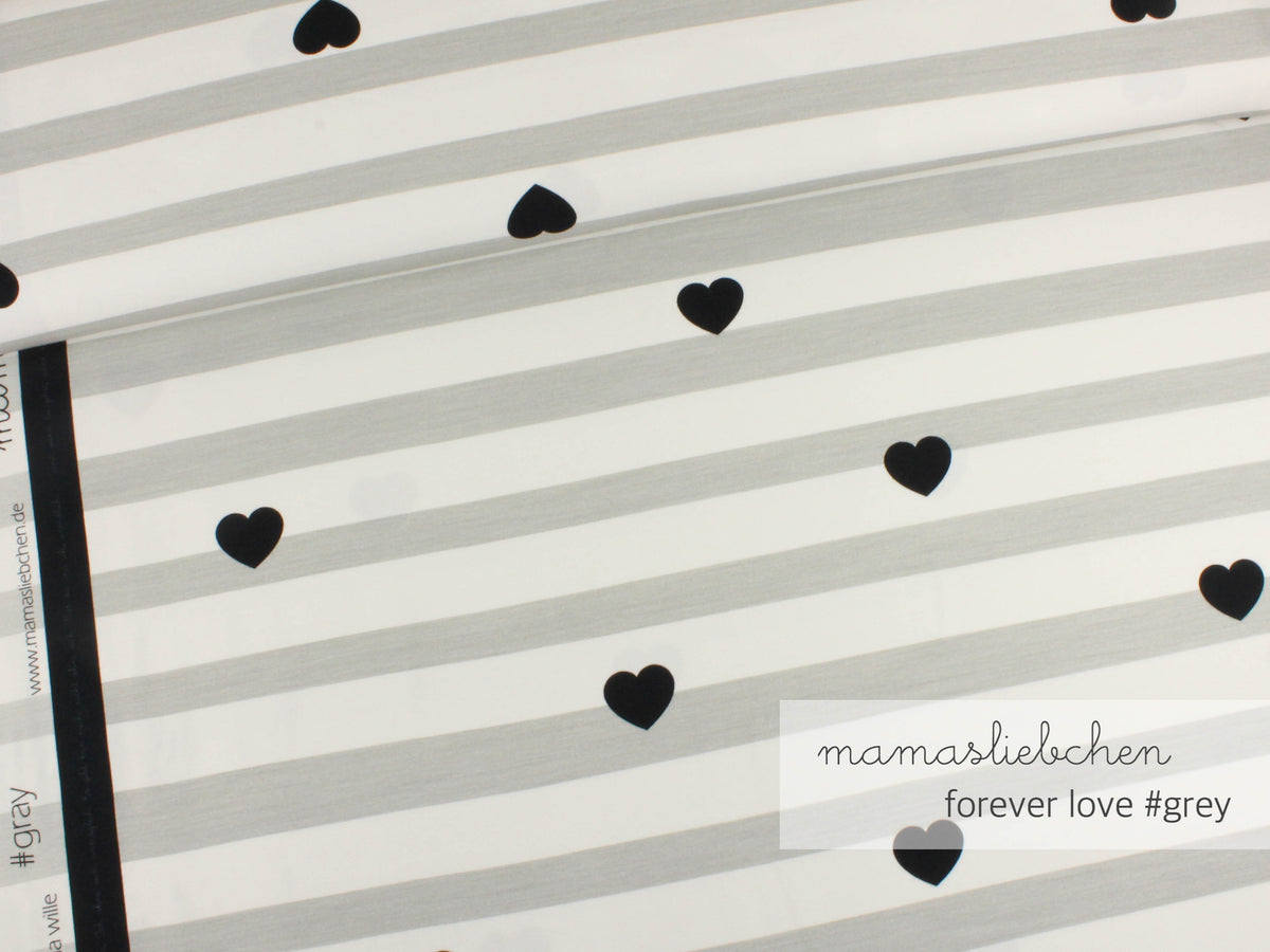 Jersey-Stoff "forever love #gray" (0,25 m)