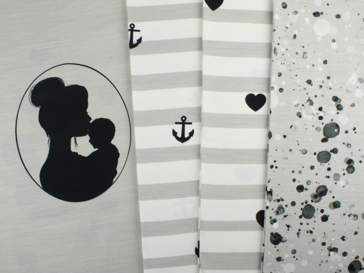 Jersey-Stoff "forever us  #gray boy" (Panel ca.0,7m)