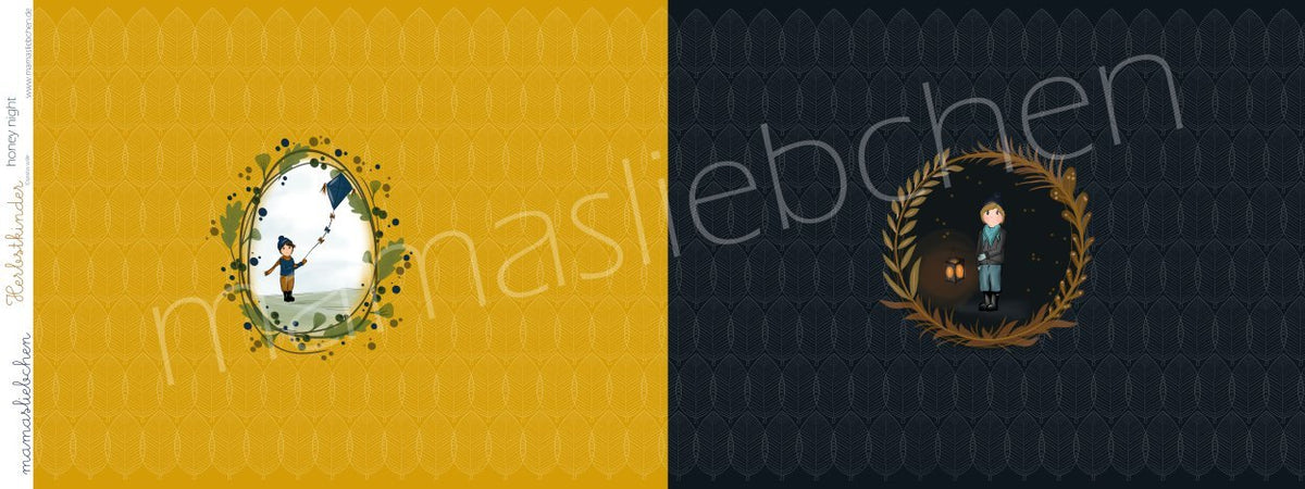 Jersey-Stoff "Herbstkinder #honey-night" (ca. 0,55m - 0,60m / 1 Panel)