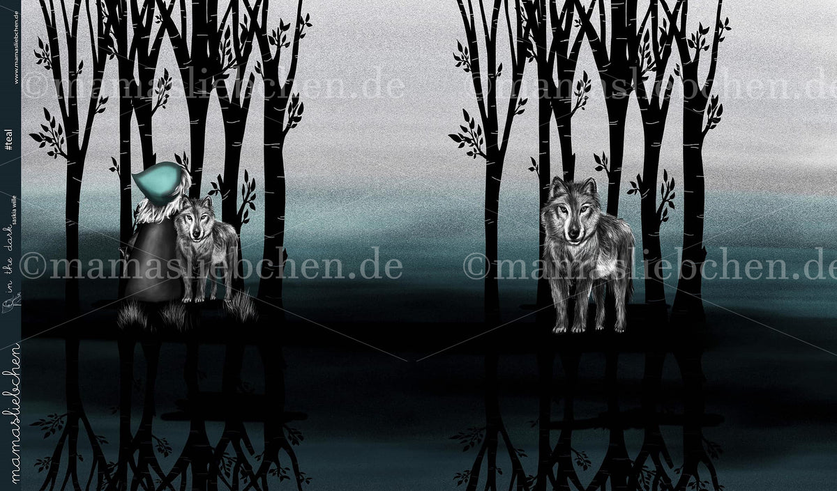 Jersey-Stoff "in the dark #teal" (1Panel/ ca.0,95m)