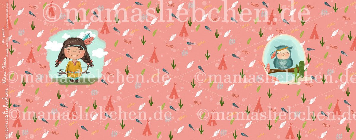 Jersey-Stoff "kleine Feder #lia peach" (1Panel/ ca.0,6m)
