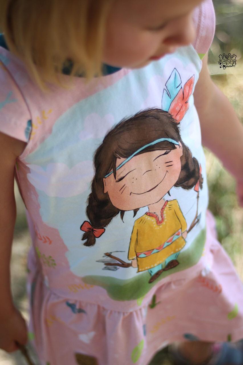 Jersey-Stoff "kleine Feder #lia peach" (1Panel/ ca.0,6m)
