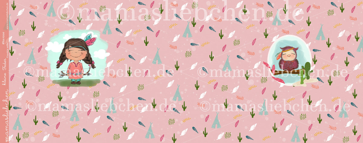 Jersey-Stoff "kleine Feder #lia rose" (1Panel/ ca.0,6m)