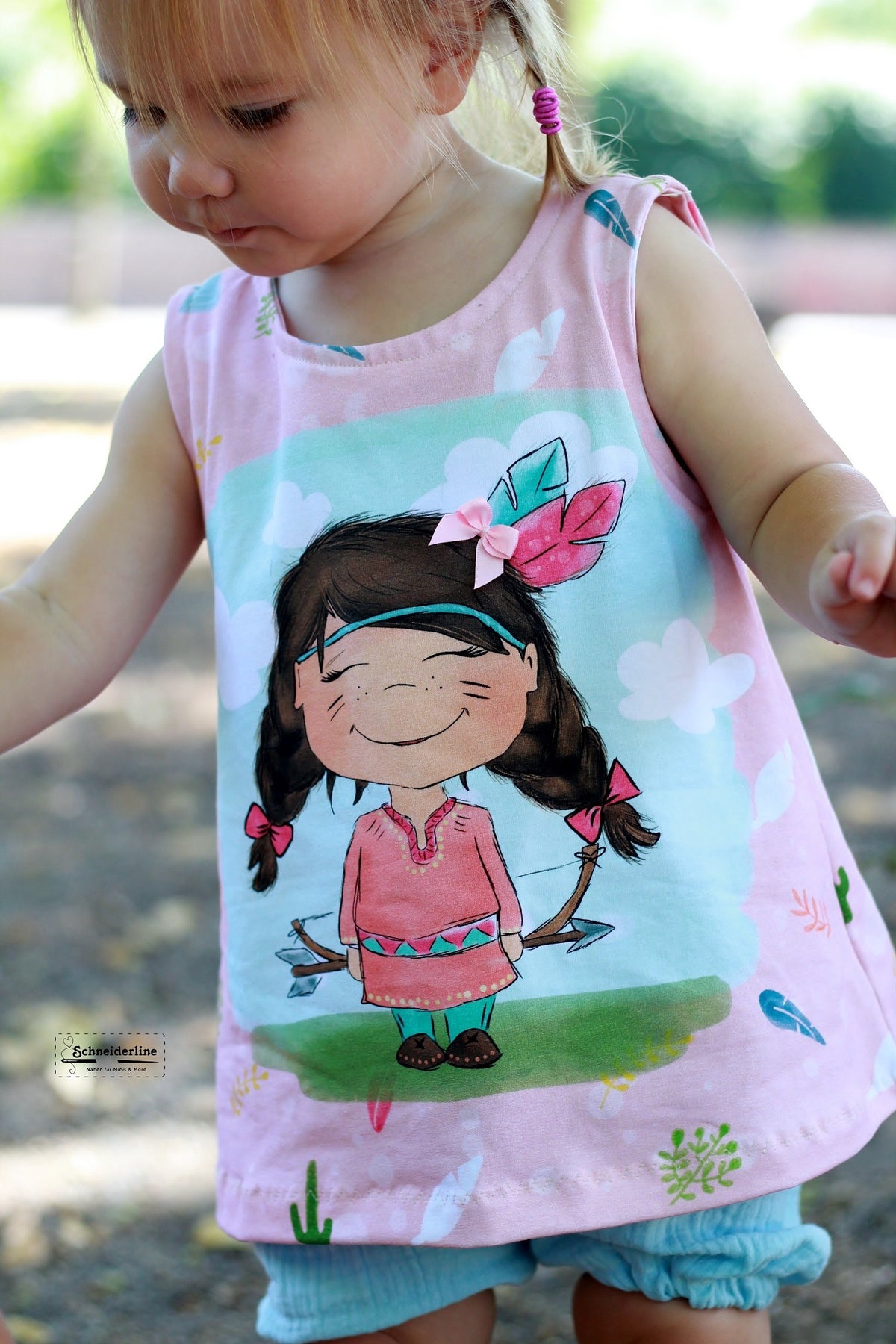 Jersey-Stoff "kleine Feder #lia rose" (1Panel/ ca.0,6m)