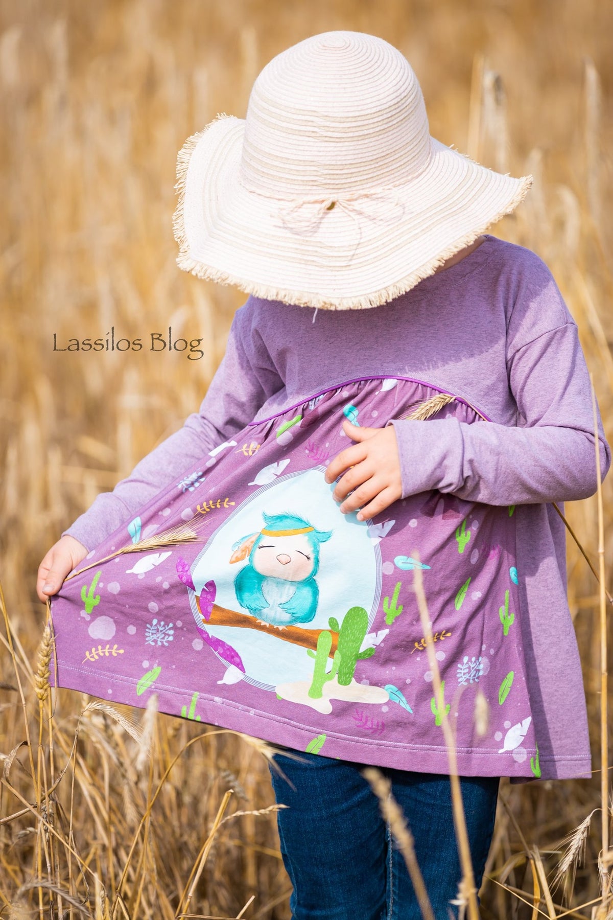 Jersey-Stoff "kleine Feder #lila violet" (1Panel/ ca.0,6m)