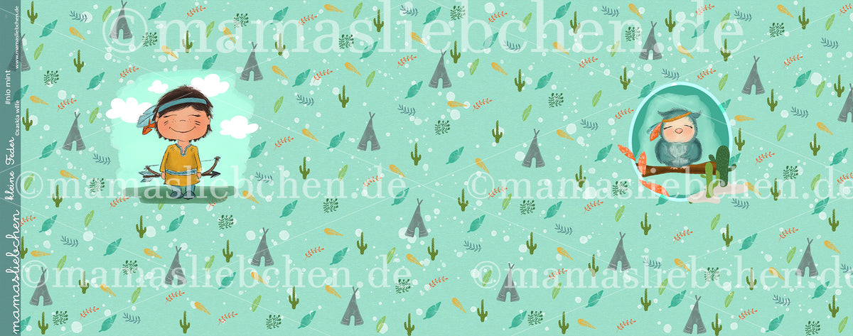 Jersey-Stoff "kleine Feder #nio mint" (1Panel/ ca.0,6m)