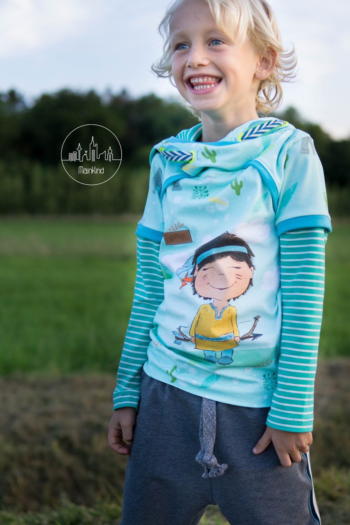 Jersey-Stoff "kleine Feder #nio mint" (1Panel/ ca.0,6m)