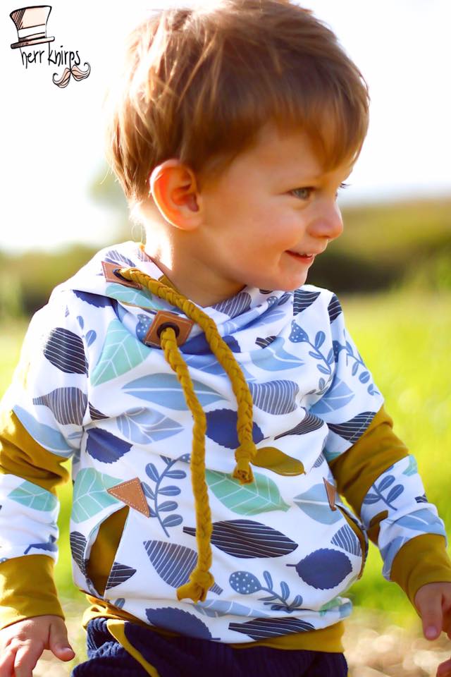 Jersey-Stoff "leaves #blue (0,25 Meter)