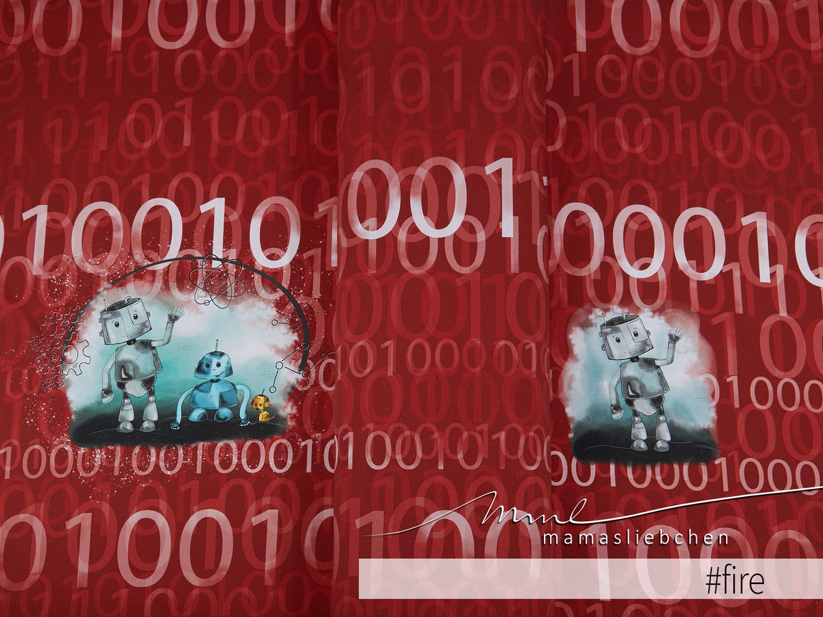 Jersey-Stoff "Leo & Coby #fire" (1Panel/ ca.0,65 m)
