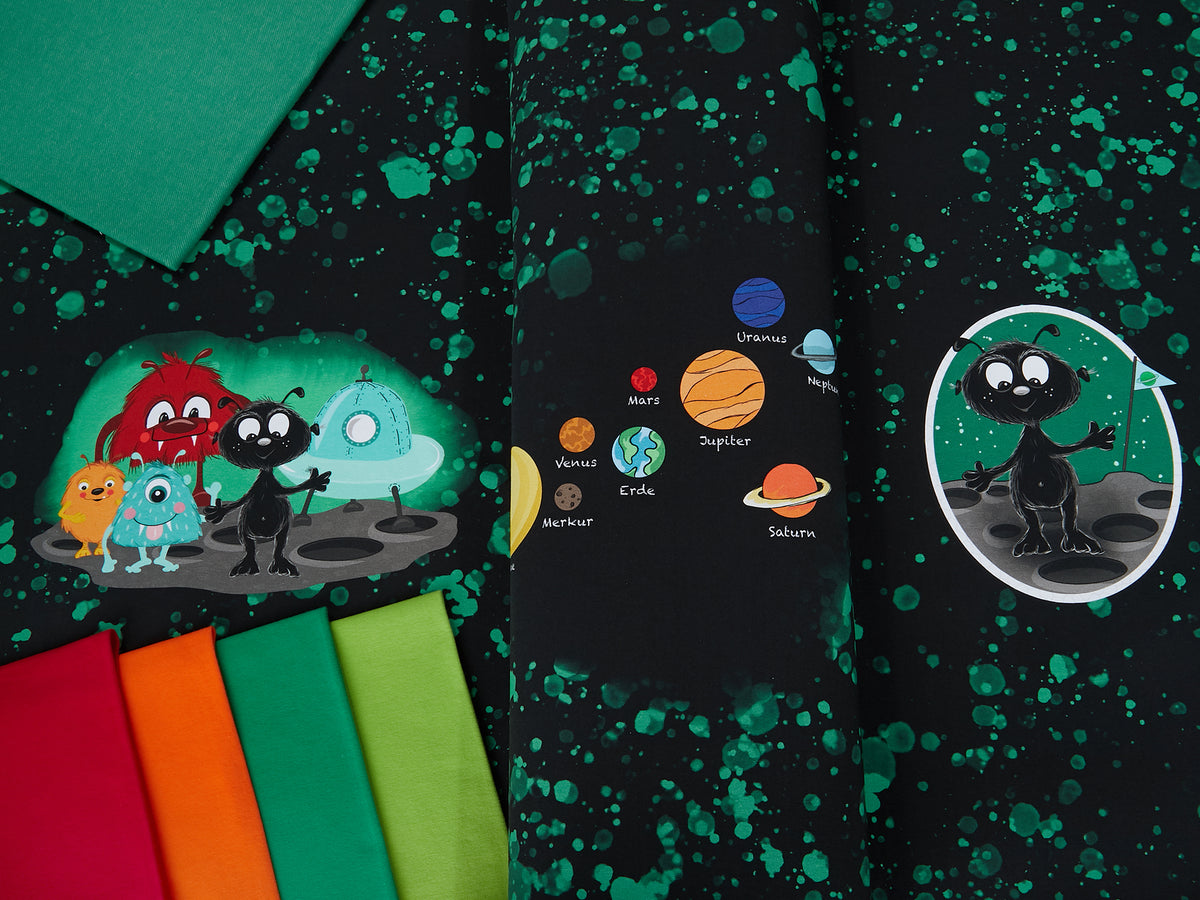 Jersey-Stoff "little monster #neon" (1Panel/ ca.0,65m)