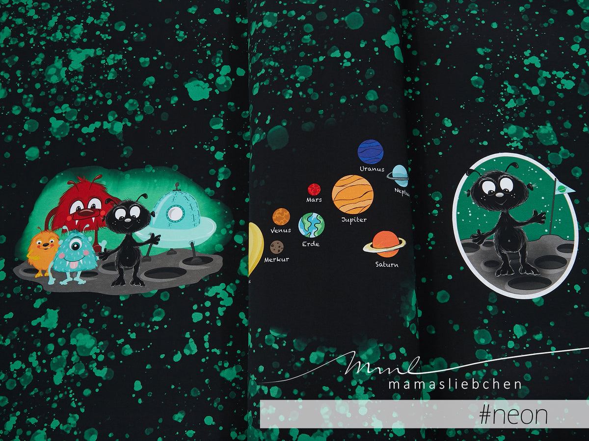 Jersey-Stoff "little monster #neon" (1Panel/ ca.0,65m)
